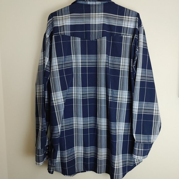 Ash Creek Trading Men's Western Shirt Sz XL Navy Blue Plaid - Picture 3 of 8